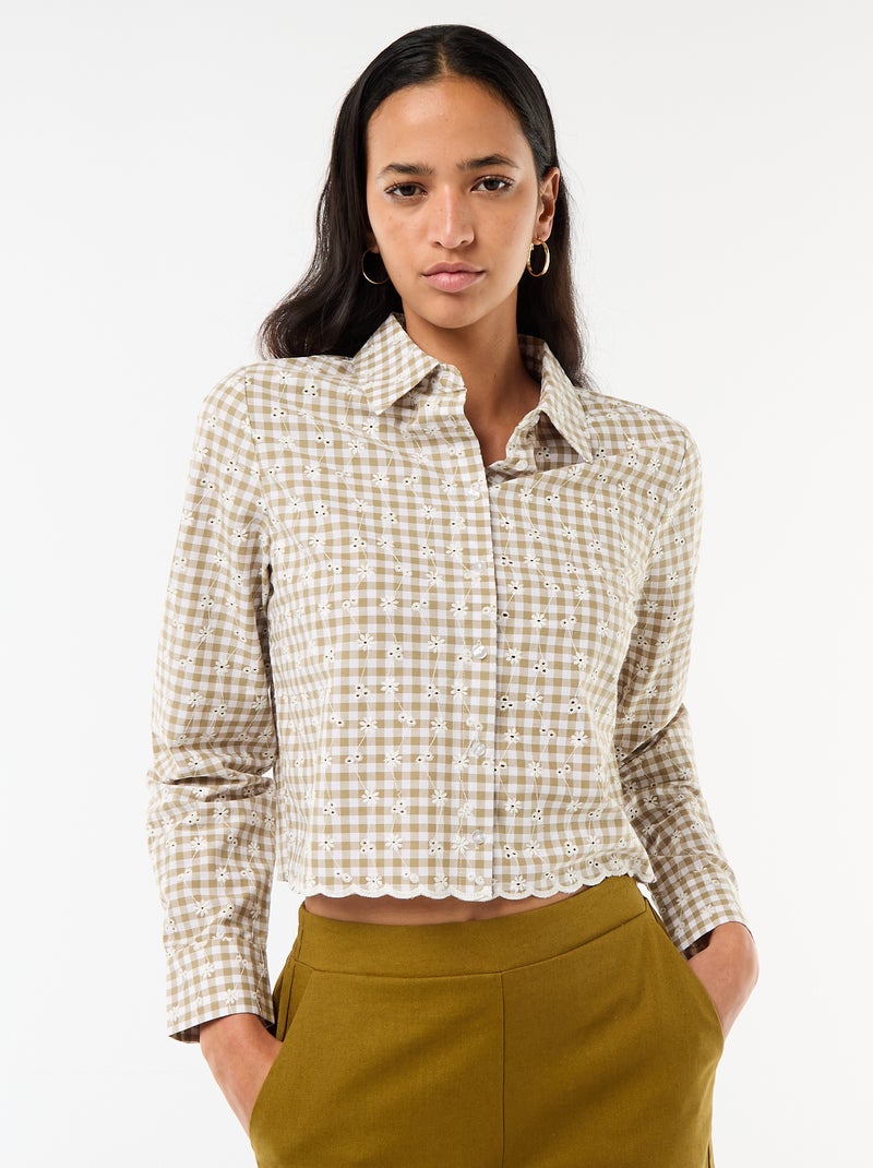 Blouse met all-over borduursels Groen - Kiabi