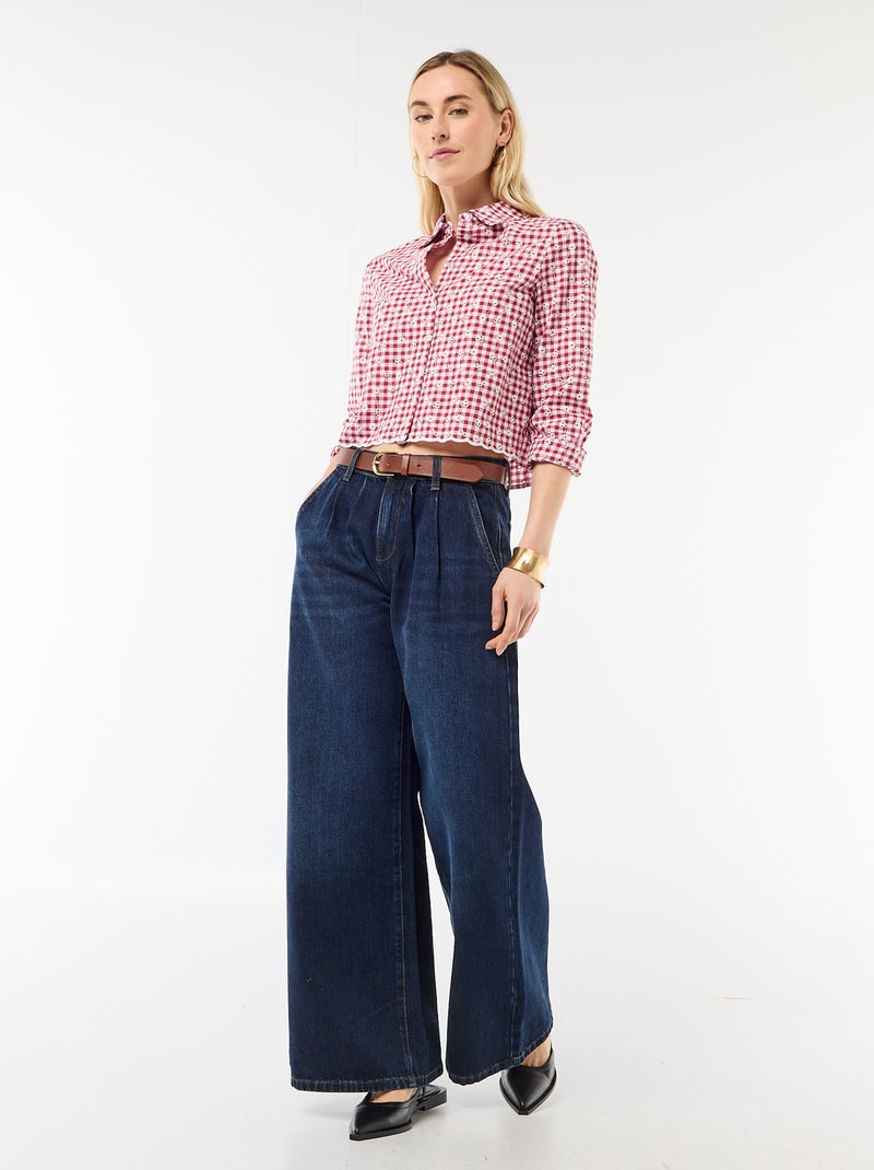Blouse met all-over borduursels Rood - Kiabi