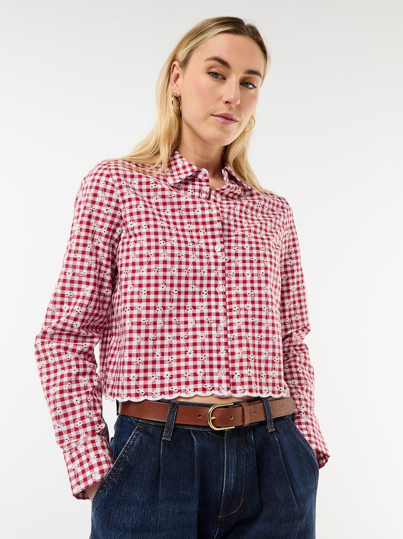 Blouse met all-over borduursels Rood - Kiabi