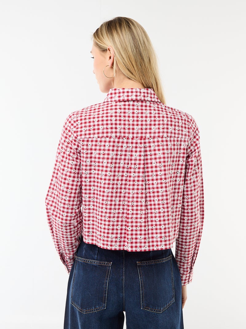 Blouse met all-over borduursels Rood - Kiabi