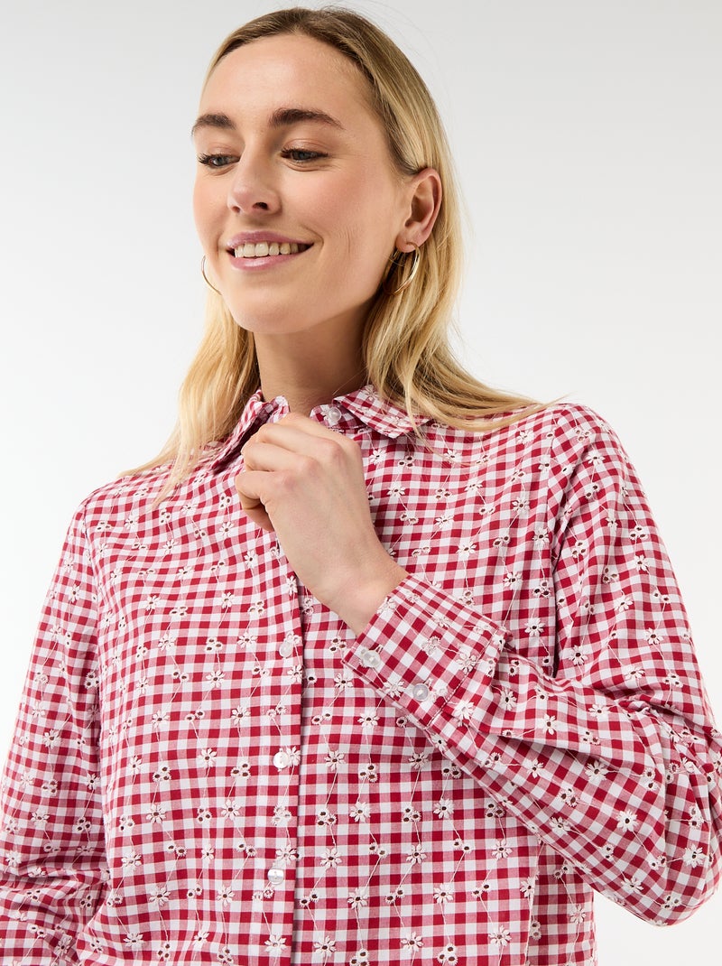 Blouse met all-over borduursels Rood - Kiabi
