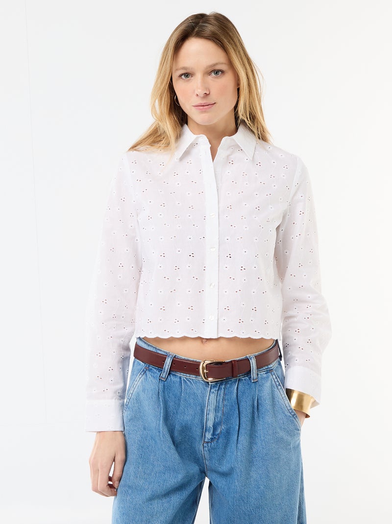 Blouse met all-over borduursels Wit - Kiabi