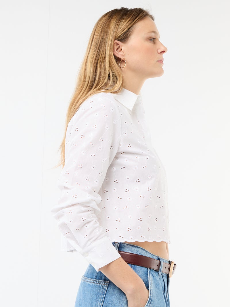 Blouse met all-over borduursels Wit - Kiabi