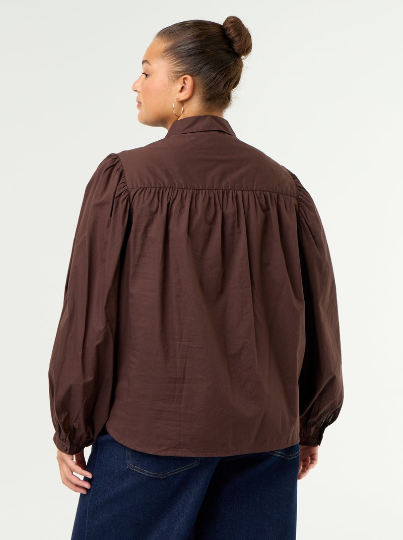 Blouse met ballonmouwen Bruin - Kiabi