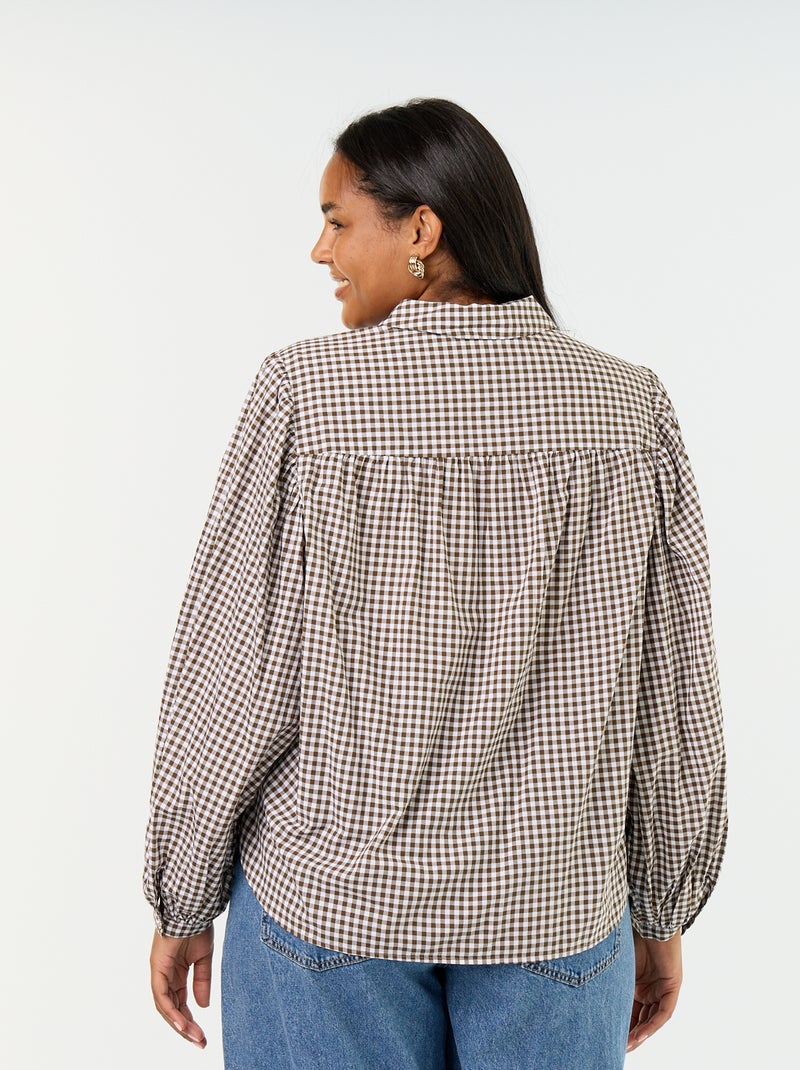 Blouse met ballonmouwen Kaki - Kiabi