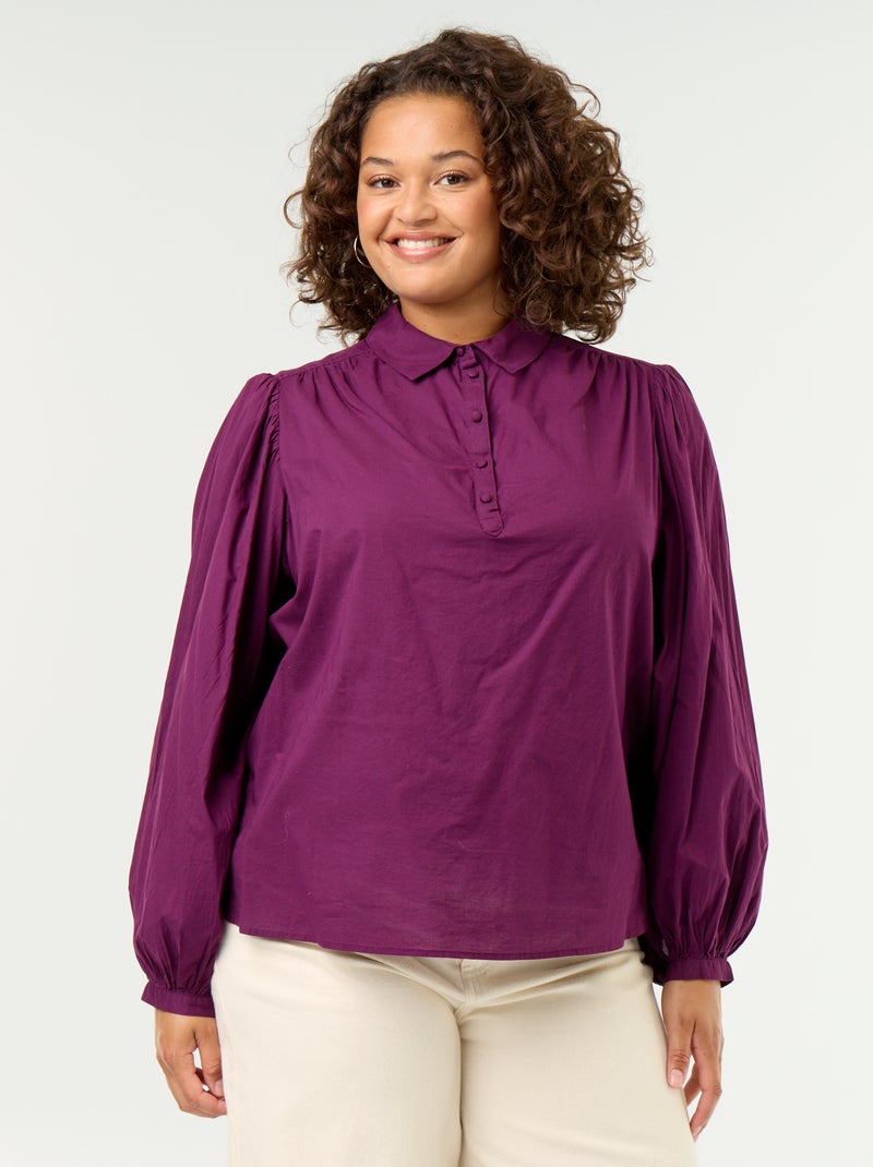 Blouse met ballonmouwen Paars - Kiabi