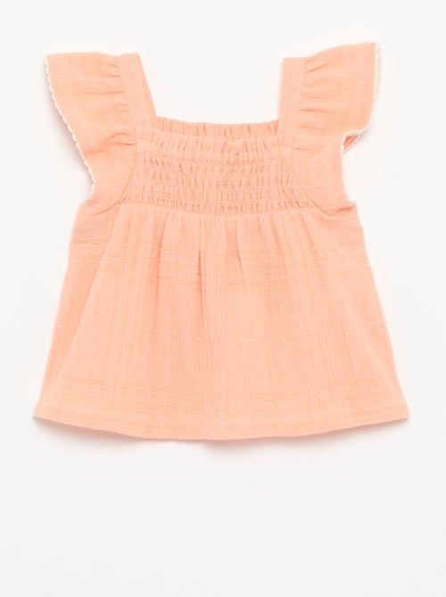 Blouse met bandjes van dobby - Kiabi Blouse met bandjes van dobby - Kiabi