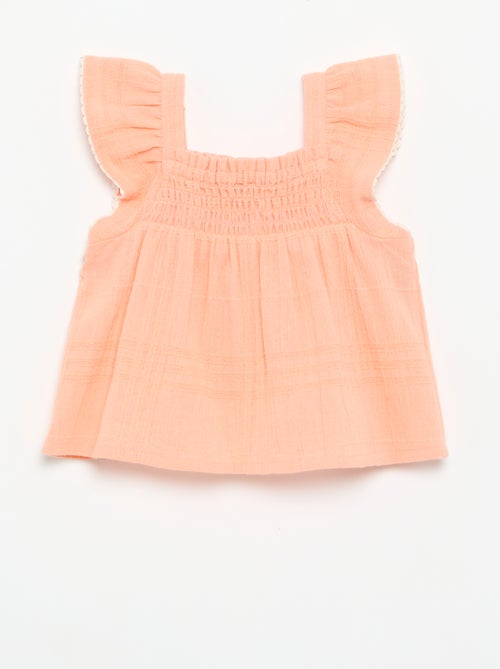 Blouse met bandjes van dobby - Kiabi Blouse met bandjes van dobby - Kiabi