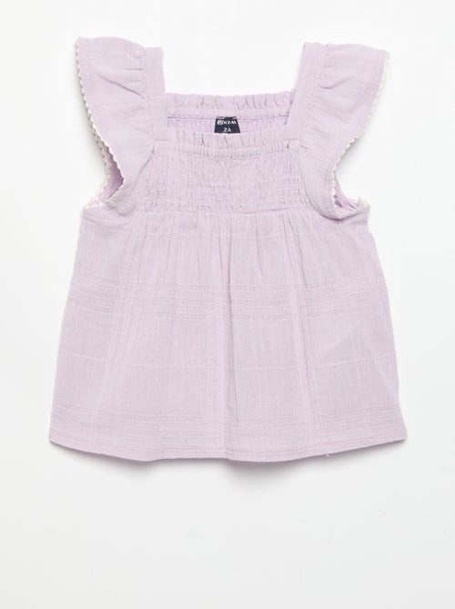Blouse met bandjes van dobby - Kiabi