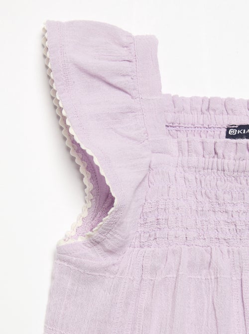 Blouse met bandjes van dobby - Kiabi