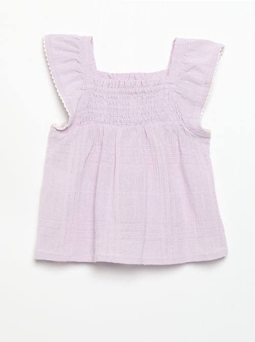 Blouse met bandjes van dobby - Kiabi
