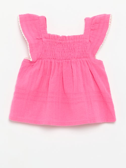Blouse met bandjes van dobby - Kiabi Blouse met bandjes van dobby - Kiabi