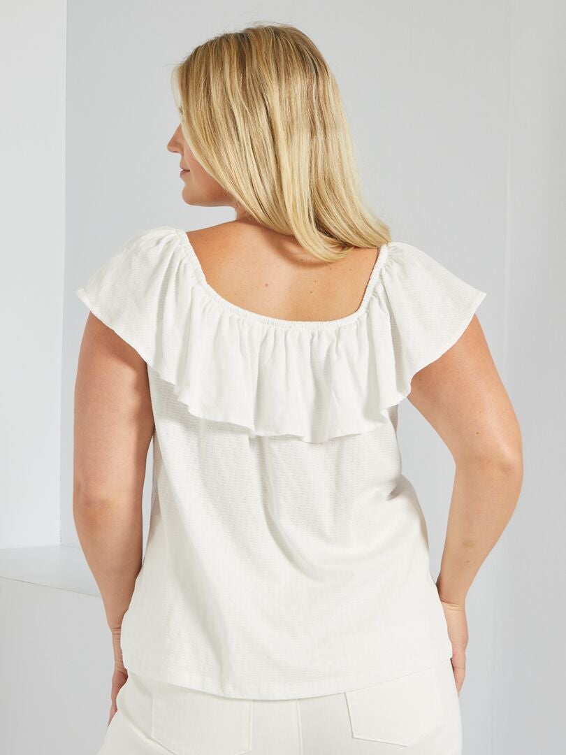 Blouse met bardothals sneeuw wit - Kiabi