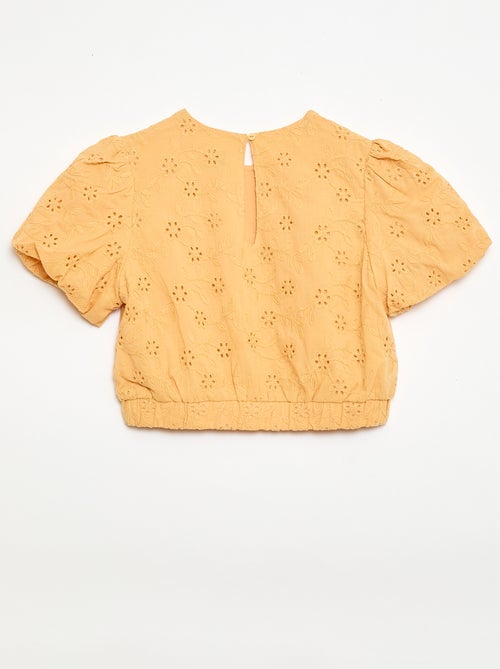 Blouse met bloemenborduursel en korte mouwen - Kiabi