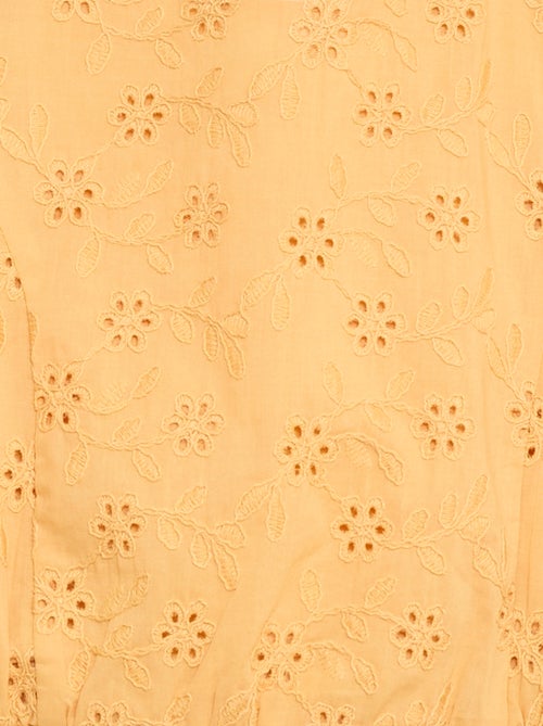 Blouse met bloemenborduursel en korte mouwen - Kiabi