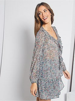 Blouse met bloemenprint en volant - Kiabi