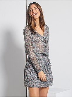 Blouse met bloemenprint en volant - Kiabi