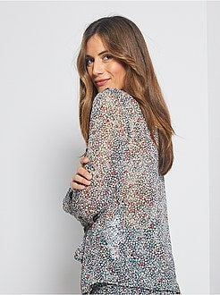 Blouse met bloemenprint en volant - Kiabi