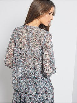 Blouse met bloemenprint en volant - Kiabi