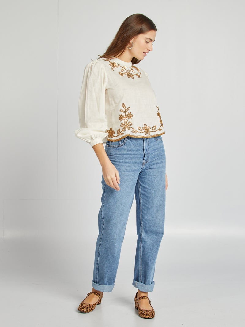Blouse met borduursel BIEGE - Kiabi
