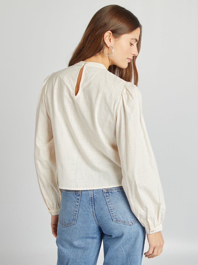Blouse met borduursel BIEGE - Kiabi