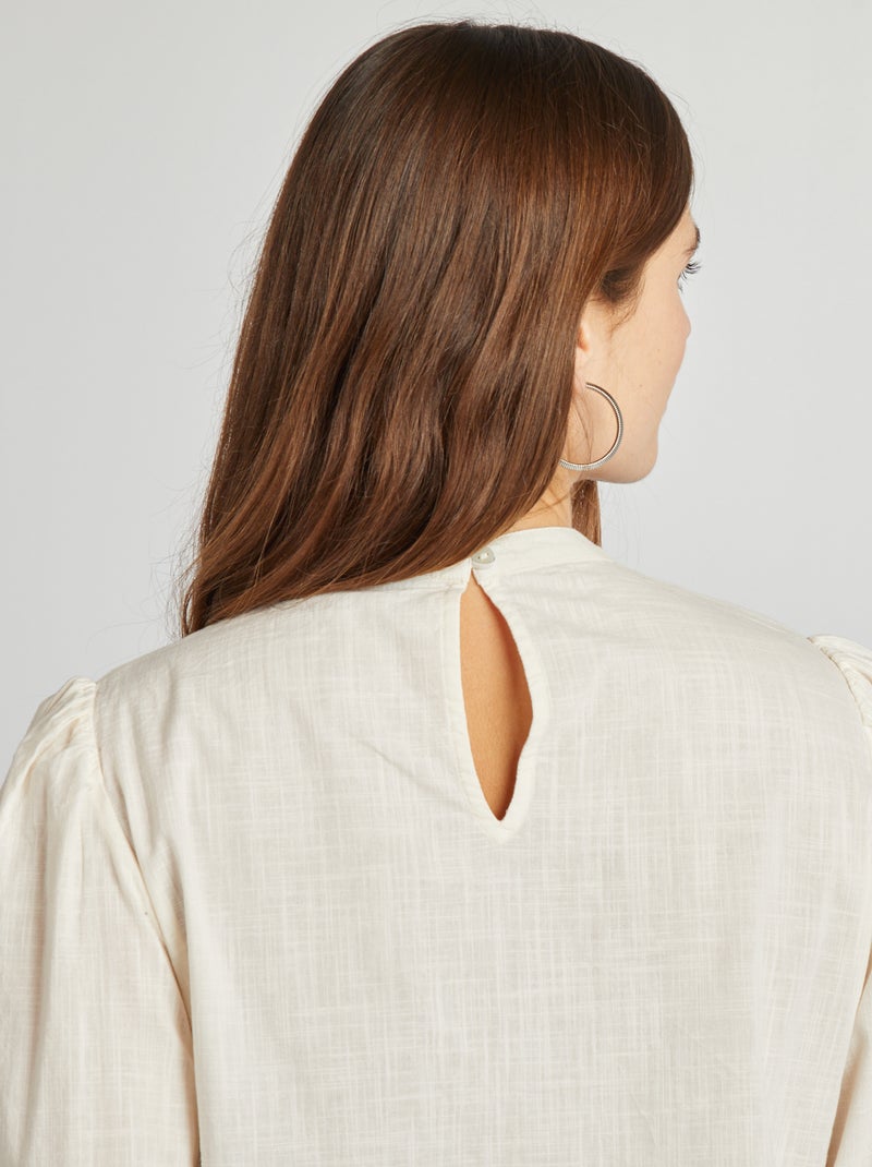 Blouse met borduursel BIEGE - Kiabi