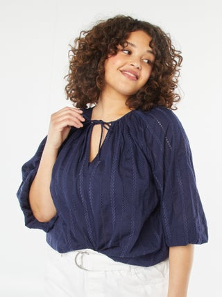 Blouse met borduursel en 3/4-mouw