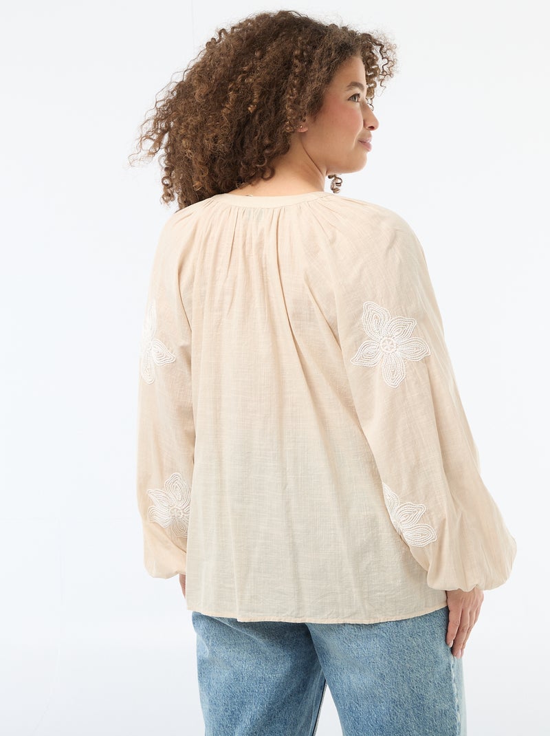 Blouse met borduursels Biege - Kiabi