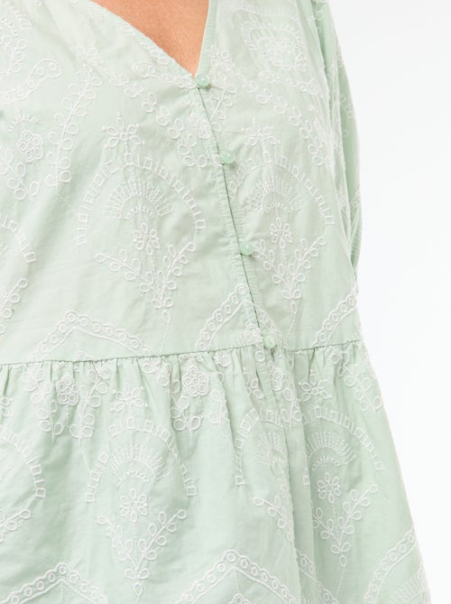 Blouse met borduursels en geplooide zoom - Kiabi