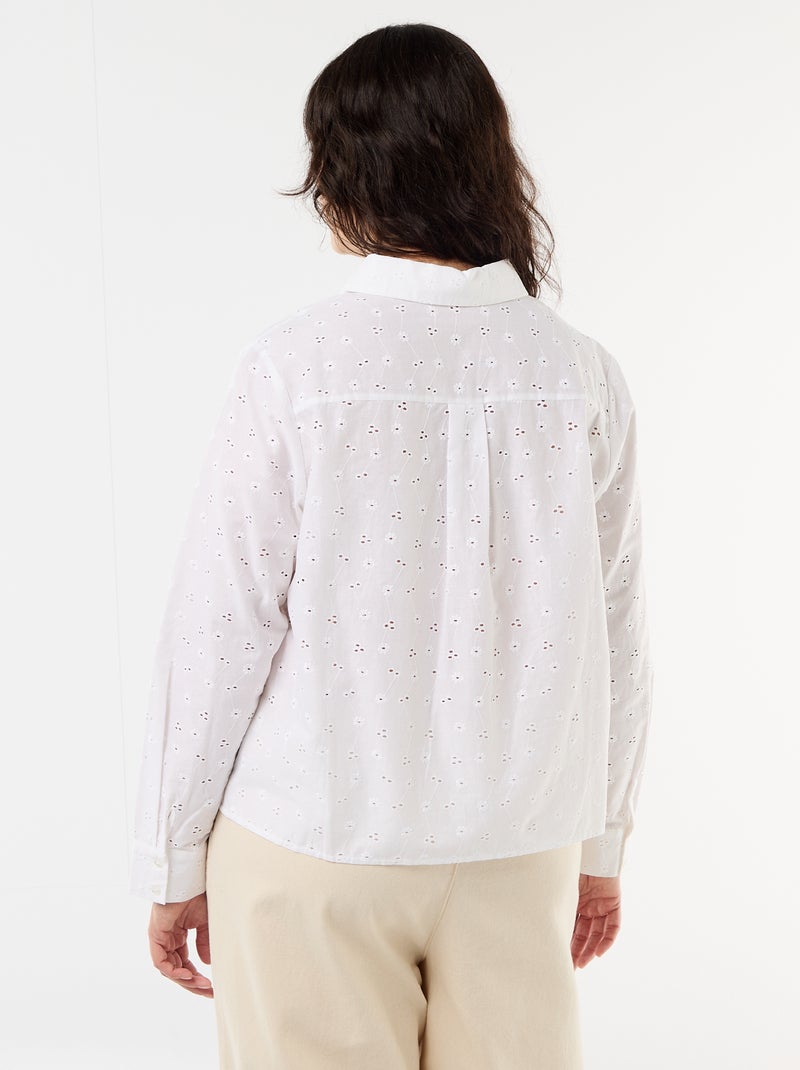 Blouse met broderie anglaise en golvende details Wit - Kiabi