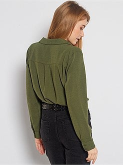 Blouse met een platte kraag en borstzak - Kiabi
