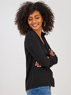 Blouse met een platte kraag en borstzak - Kiabi