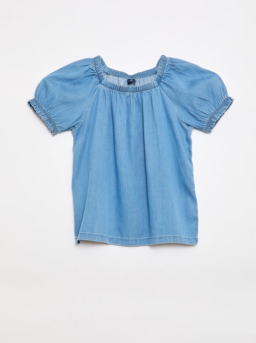 Blouse met elastische hals en mouwboorden - Collectie gemakkelijk aan te trekken - Kiabi