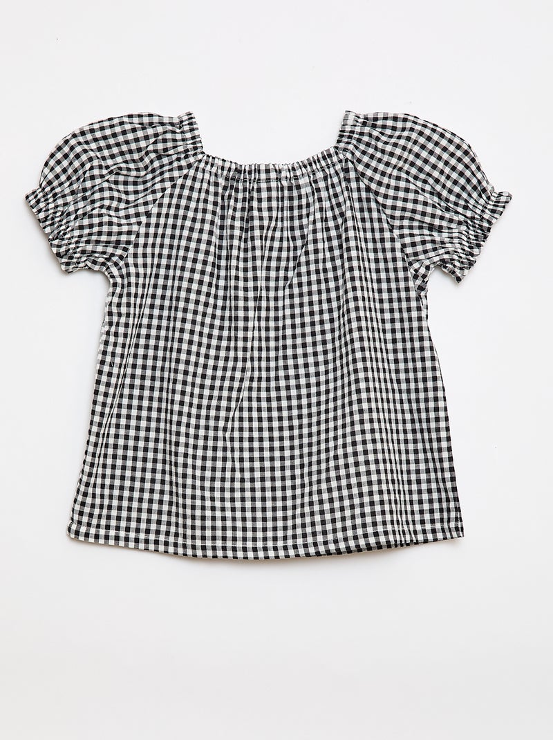 Blouse met elastische halslijn en mouwboorden - Makkelijk aan te trekken collectie Wit - Kiabi