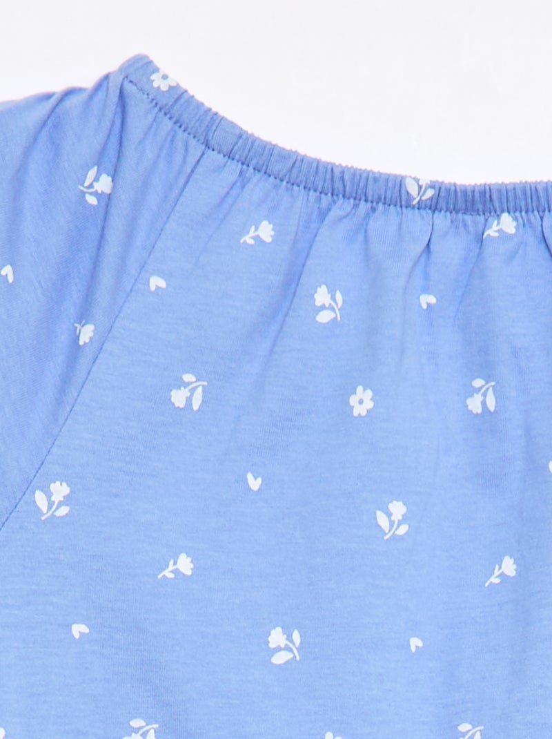 Blouse met elastische kraag en mouwboorden - Makkelijk aan te trekken collectie Blauw - Kiabi
