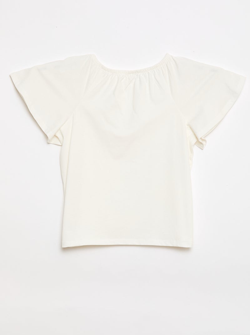 Blouse met elastische kraag en mouwboorden - Makkelijk aan te trekken collectie Ecru - Kiabi