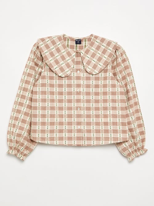 Blouse met fantasie ruitpatroon - Kiabi Blouse met fantasie ruitpatroon - Kiabi
