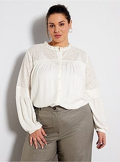 Blouse met geborduurd inzetstuk - Kiabi