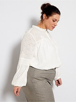 Blouse met geborduurd inzetstuk - Kiabi