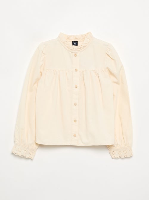 Blouse met geborduurde manchetten en een geplooide kraag - Kiabi