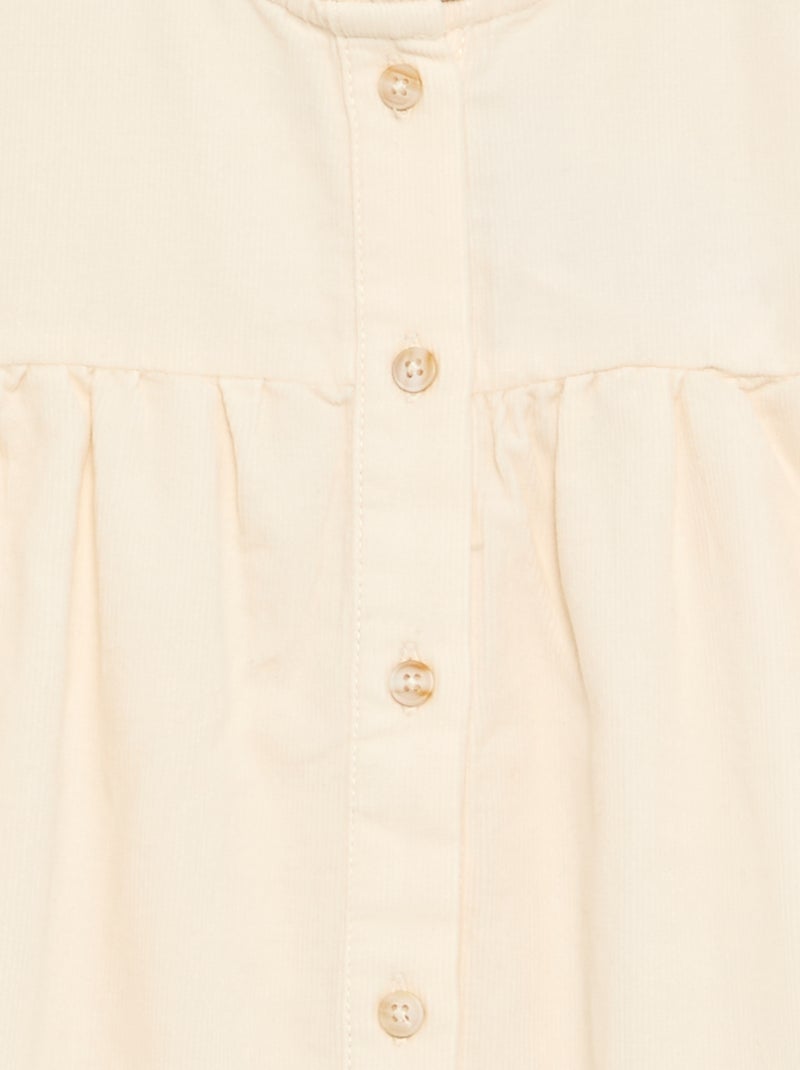Blouse met geborduurde manchetten en een geplooide kraag Ecru - Kiabi