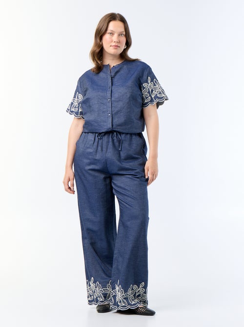 Blouse met geborduurde mouwen - Kiabi