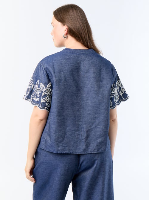Blouse met geborduurde mouwen - Kiabi