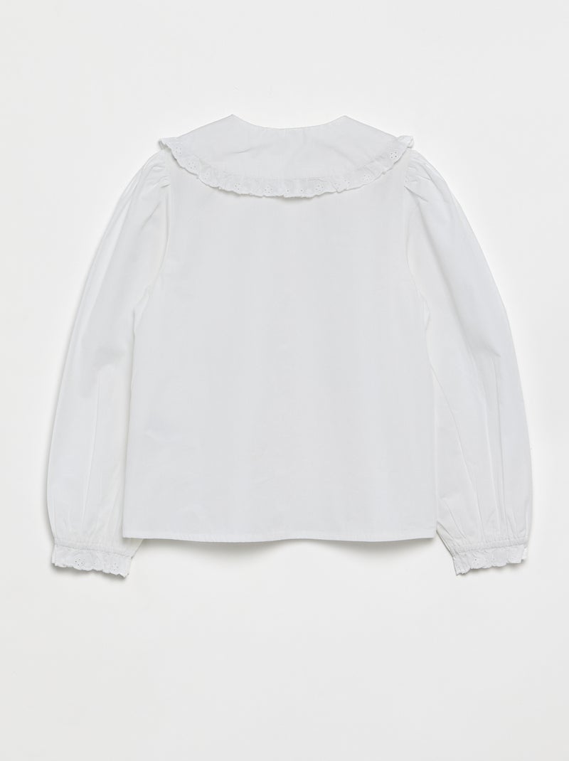 Blouse met grote fantasiekraag Wit - Kiabi