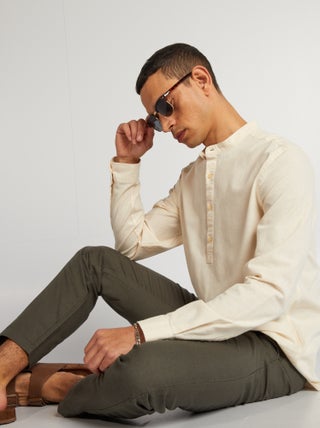 Blouse met henleykraag - undyed