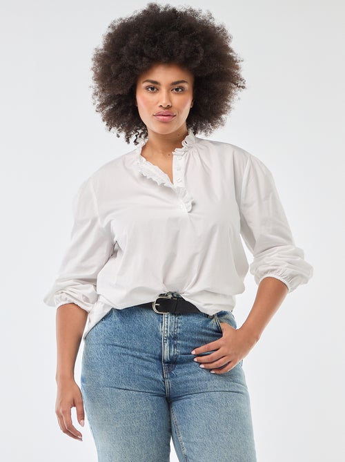 Blouse met hoge ruchekraag - Kiabi