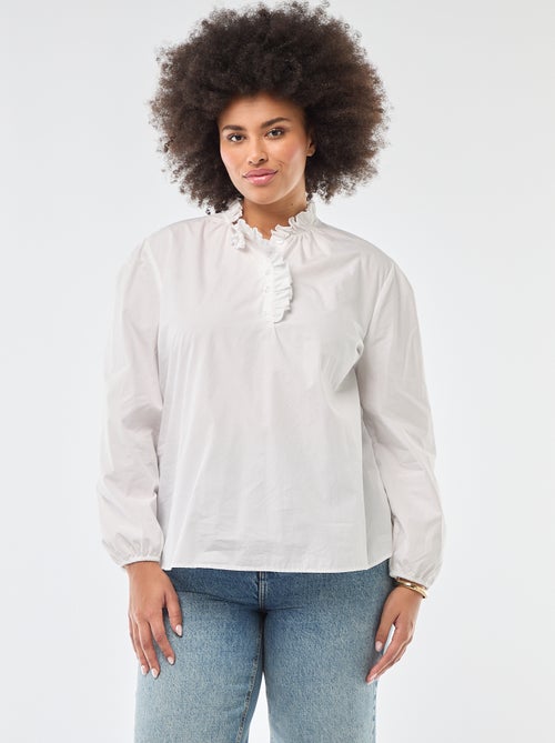 Blouse met hoge ruchekraag - Kiabi