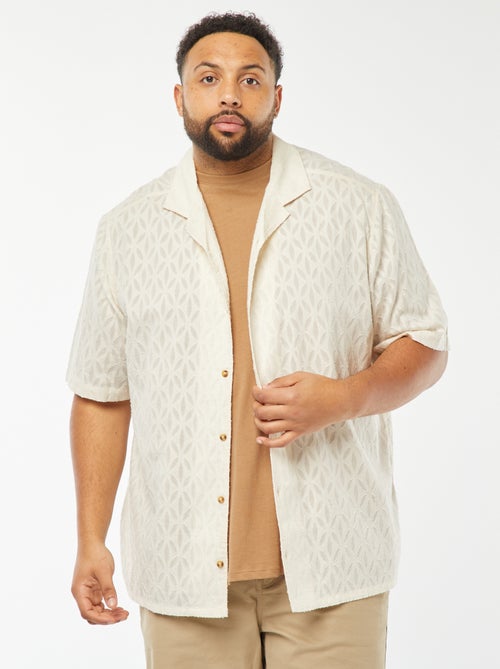 Blouse met ingeweven motiefje en korte mouw - Kiabi
