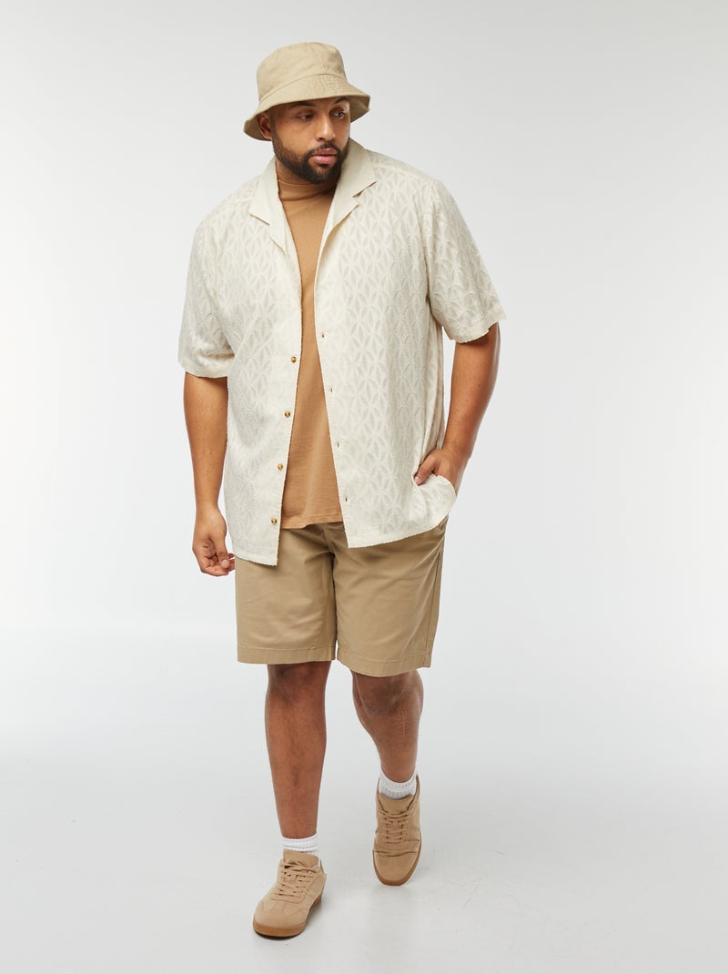 Blouse met ingeweven motiefje en korte mouw Wit - Kiabi