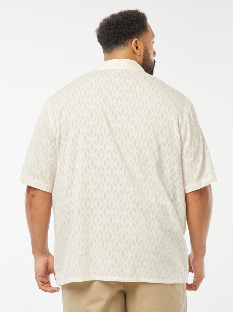 Blouse met ingeweven motiefje en korte mouw Wit - Kiabi